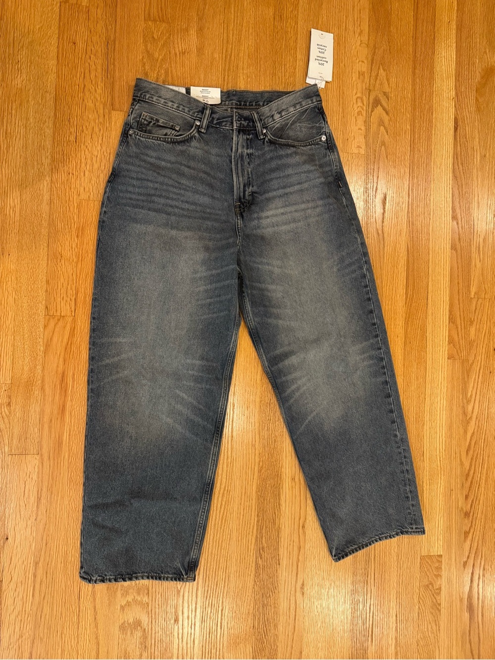 H&M Men's Relaxed Jeans in Washed Dark Blue
